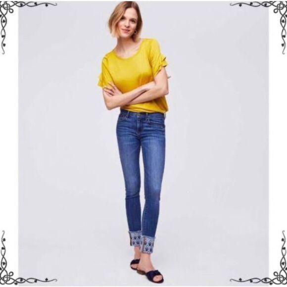 Loft - Skinny Jeans Embroidered Cuff sz 6 - Picture 3 of 10